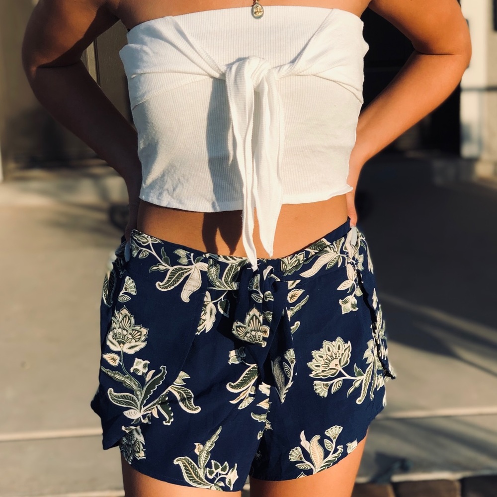 Navy blue floral shorts